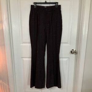 Scotch & Soda Black Sequin Flare High Rise Wool Blend Pants Size 27